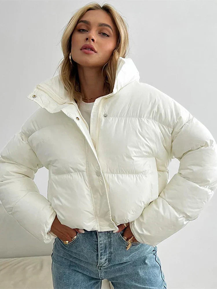 Krohn-e | Pufferjacke - Gepolstert und Kurze Passform - Hoher Kragen - Winddicht und Warm