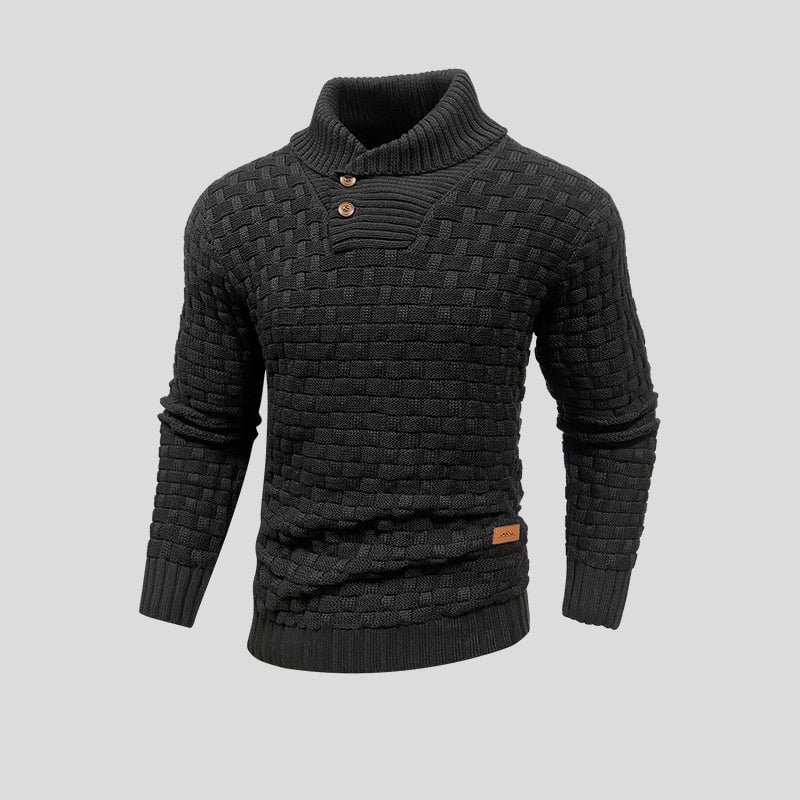Junn | Herren pullover Schalkragen Strukturmuster