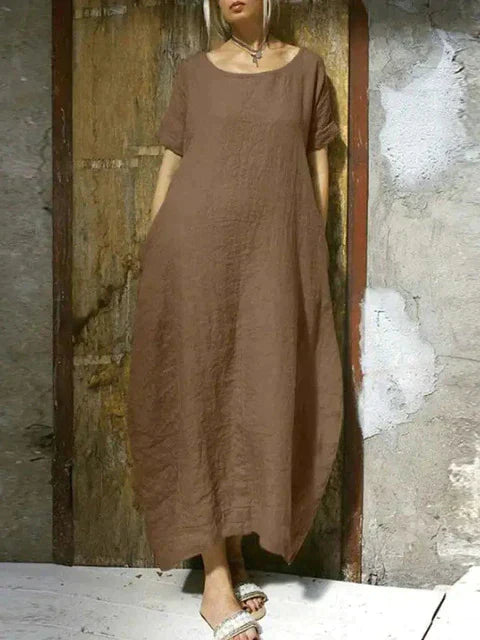 Baumwoll-Leinen Maxikleid Katharina in Übergröße