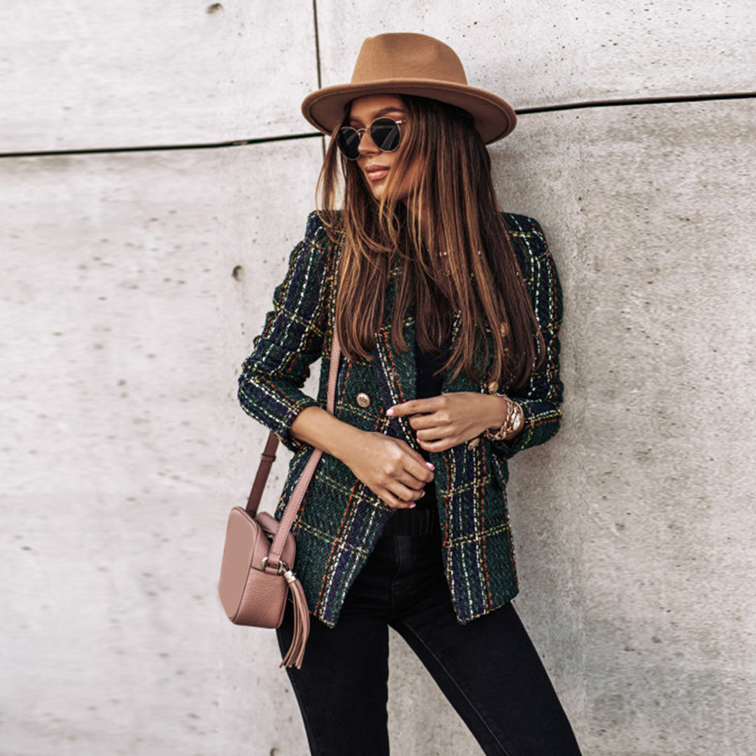 Krohn-e | Tweed Blazer mit Knöpfen Klassischer Schnitt Zeitlose Eleganz