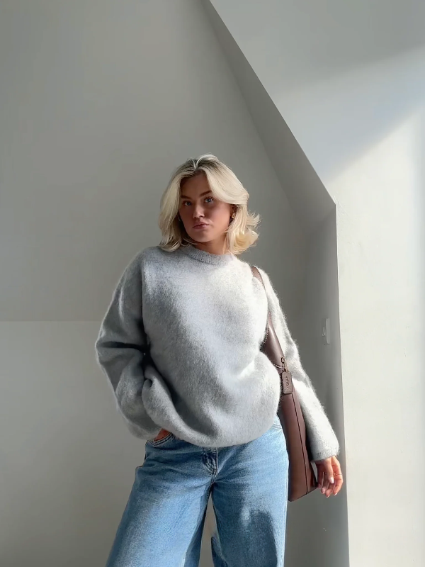 Krohn-e | Pullover Pullover Mohair Mix Übergröße Passform Lange Ärmel Rundhals