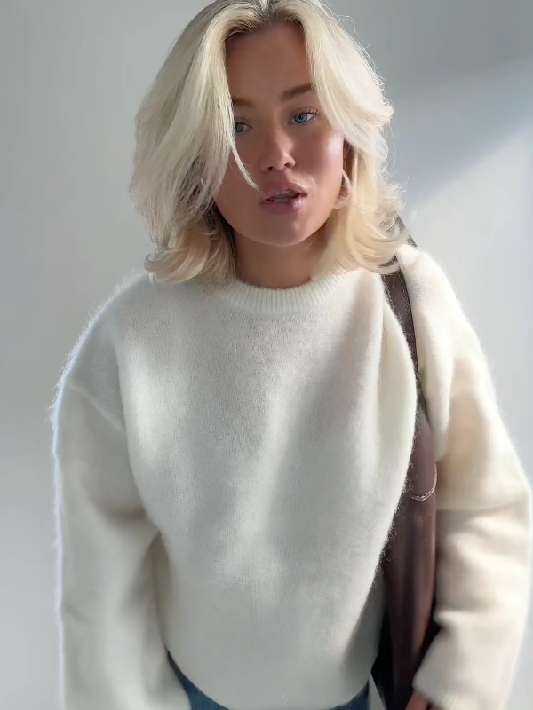 Krohn-e | Pullover Pullover Mohair Mix Übergröße Passform Lange Ärmel Rundhals