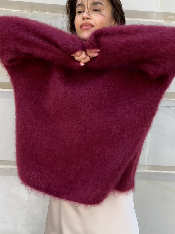 Krohn-e | Pullover Pullover Mohair Mix Übergröße Passform Lange Ärmel Rundhals