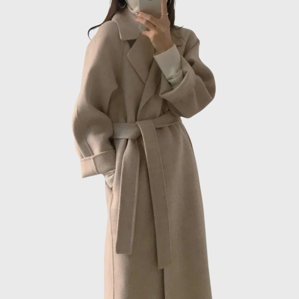 KROHN-E Damen Mantel Gürtel klassisch vielseitig Wintermantel