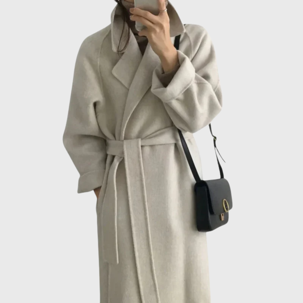 KROHN-E Damen Mantel Gürtel klassisch vielseitig Wintermantel