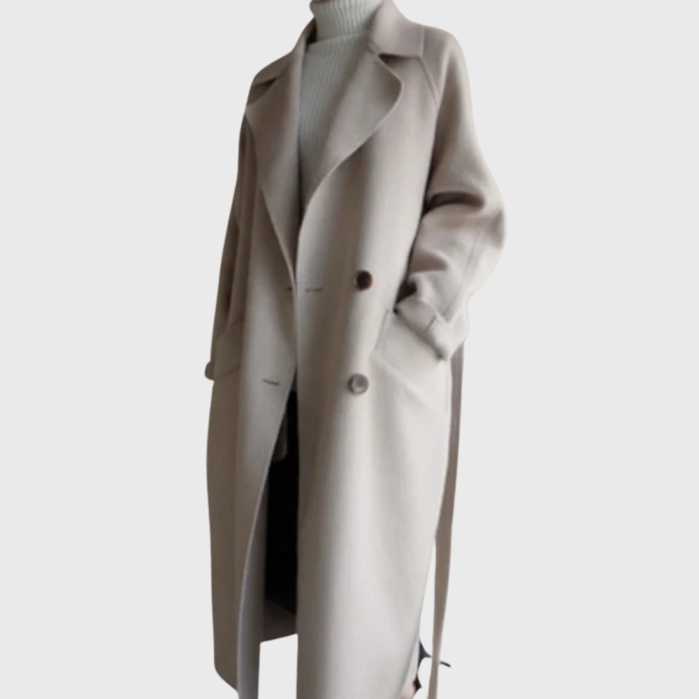 KROHN-E Damen Langer Mantel Offene Front Seitentaschen