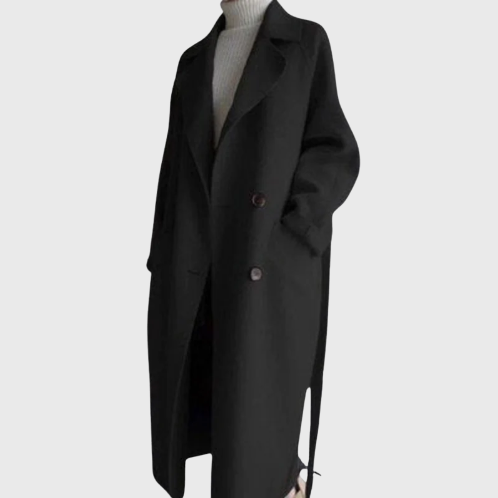 KROHN-E Damen Langer Mantel Offene Front Seitentaschen