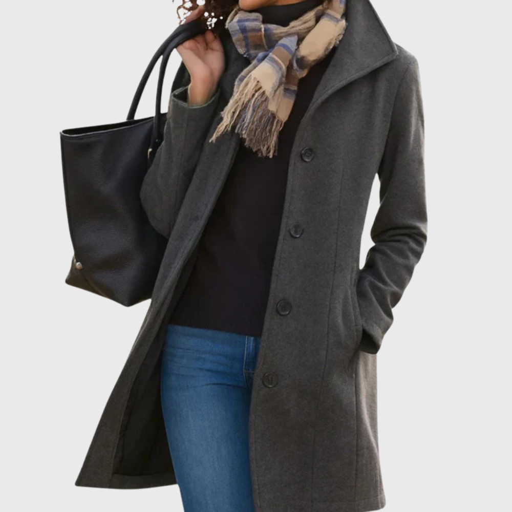 KROHN-E Damen Longline Mantel Offene Front Taschen Elegant