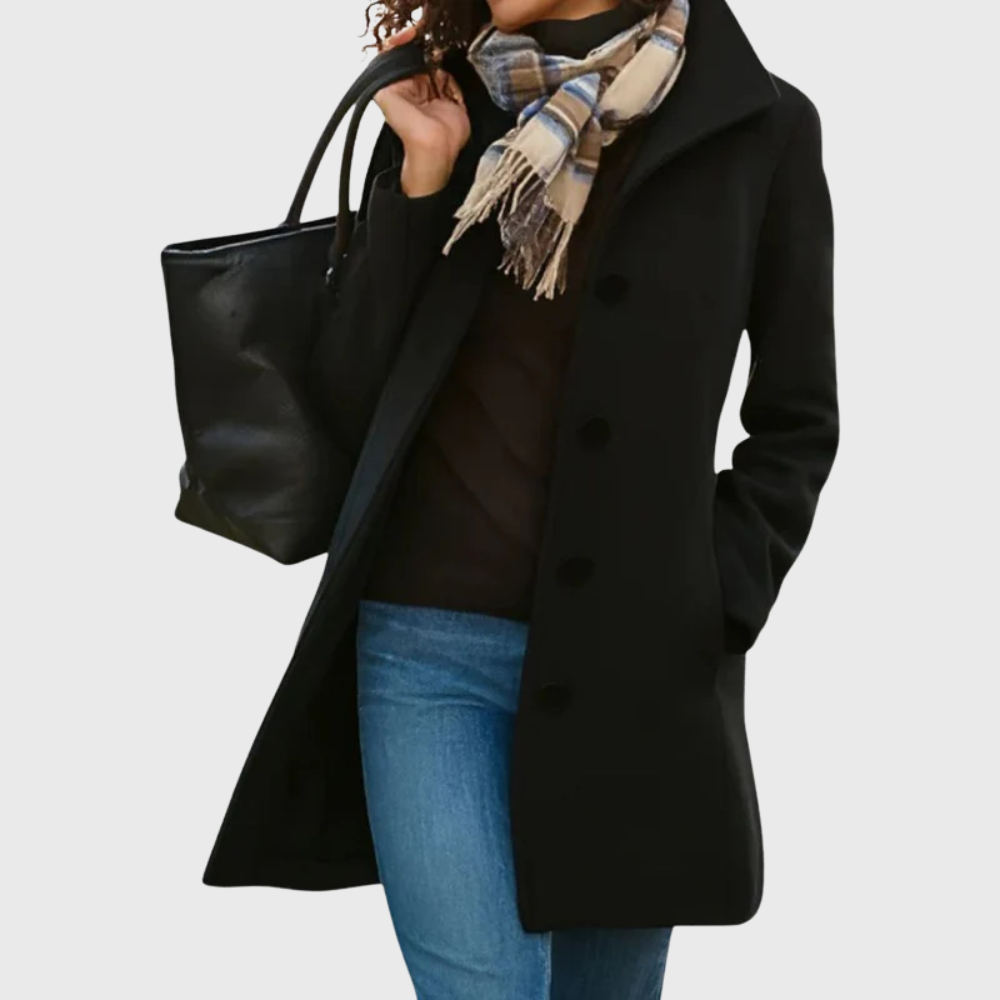 KROHN-E Damen Longline Mantel Offene Front Taschen Elegant