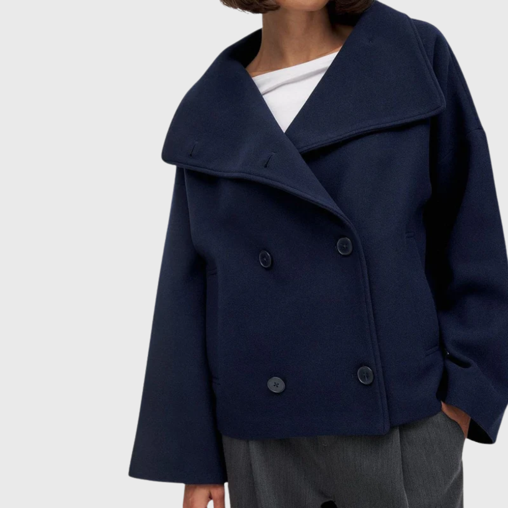 KROHN-E Damen Kurzer Mantel mit Isolierung und Reißverschluss Elegant