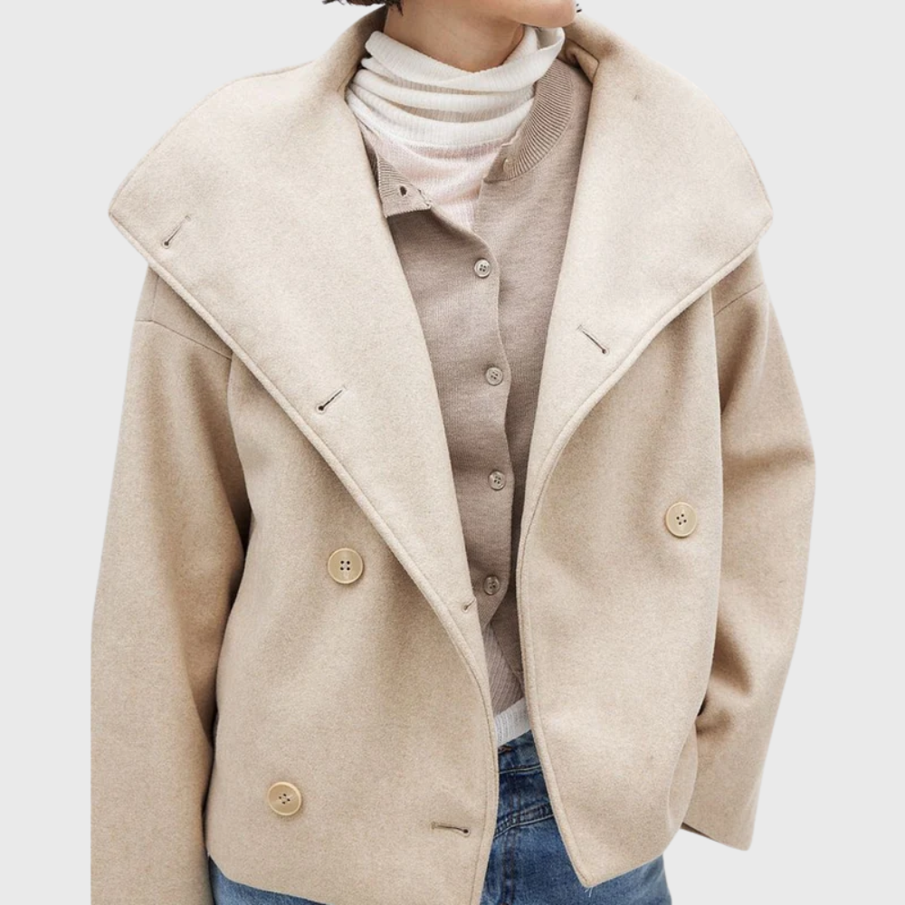 KROHN-E Damen Kurzer Mantel mit Isolierung und Reißverschluss Elegant