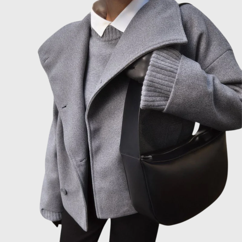 KROHN-E Damen Kurzer Mantel mit Isolierung und Reißverschluss Elegant