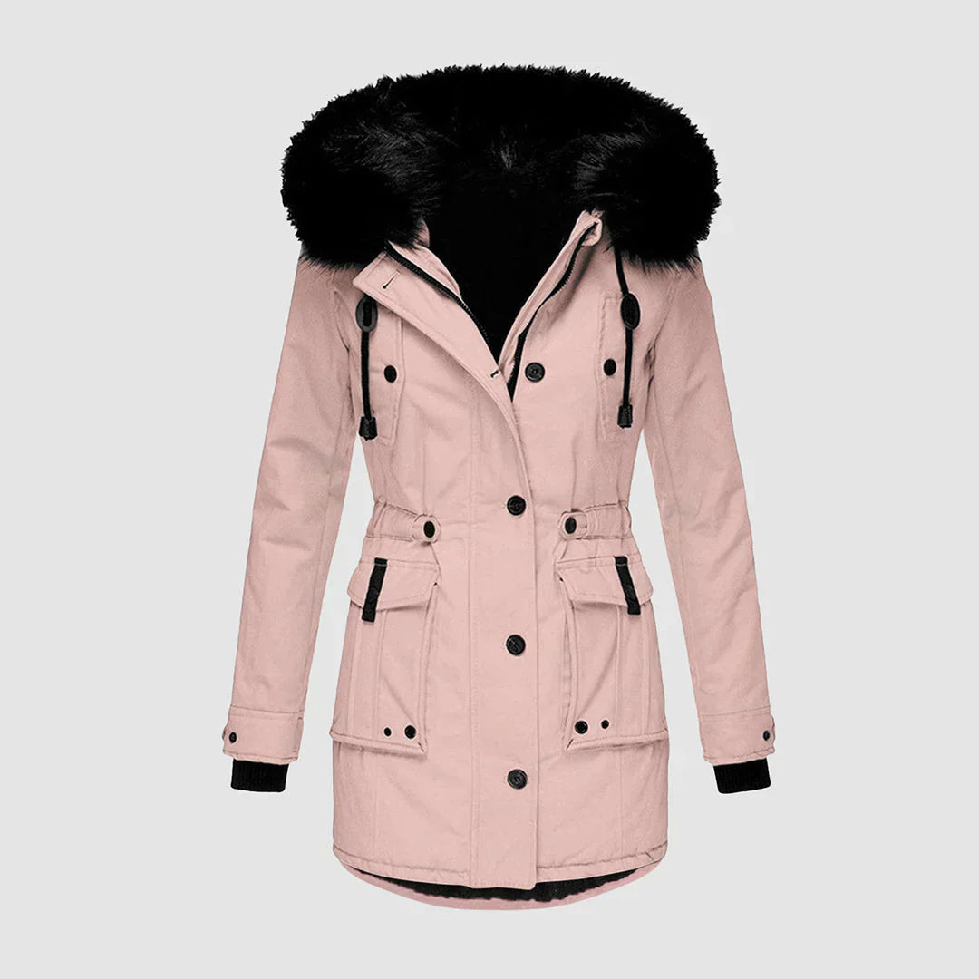 Krohn-e | Damenparka mit Schwarzem Kunstfellbesatz