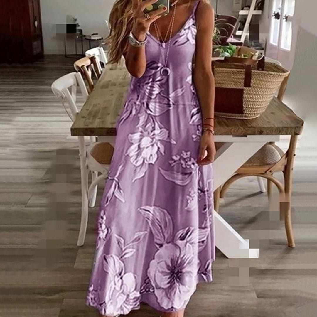 Blumenmuster-Kleid ohne Ärmel – Andie