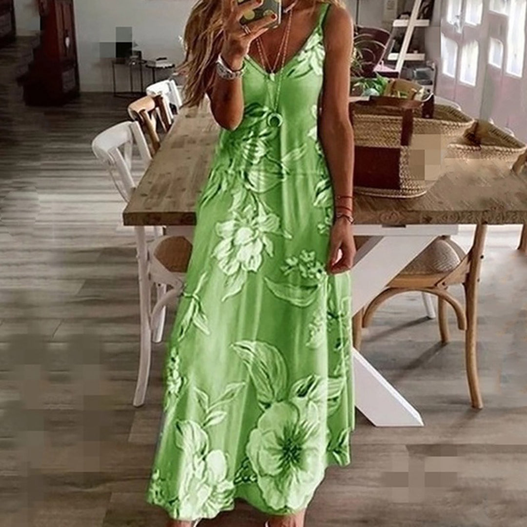 Blumenmuster-Kleid ohne Ärmel – Andie