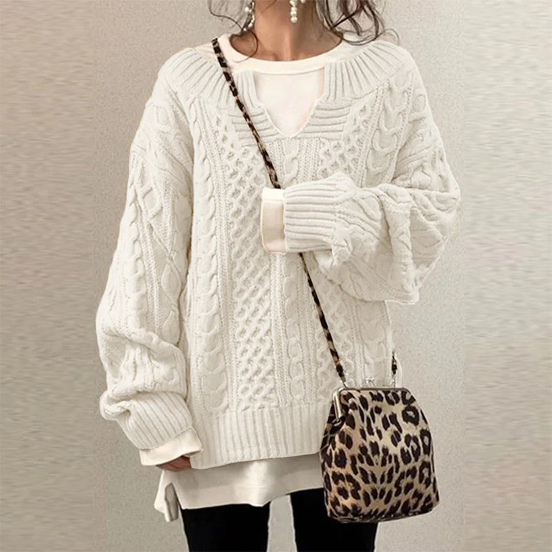 Krohn-e | Strickpullover mit Kabelstrick Baumwolle Überdimensioniert und Trendy