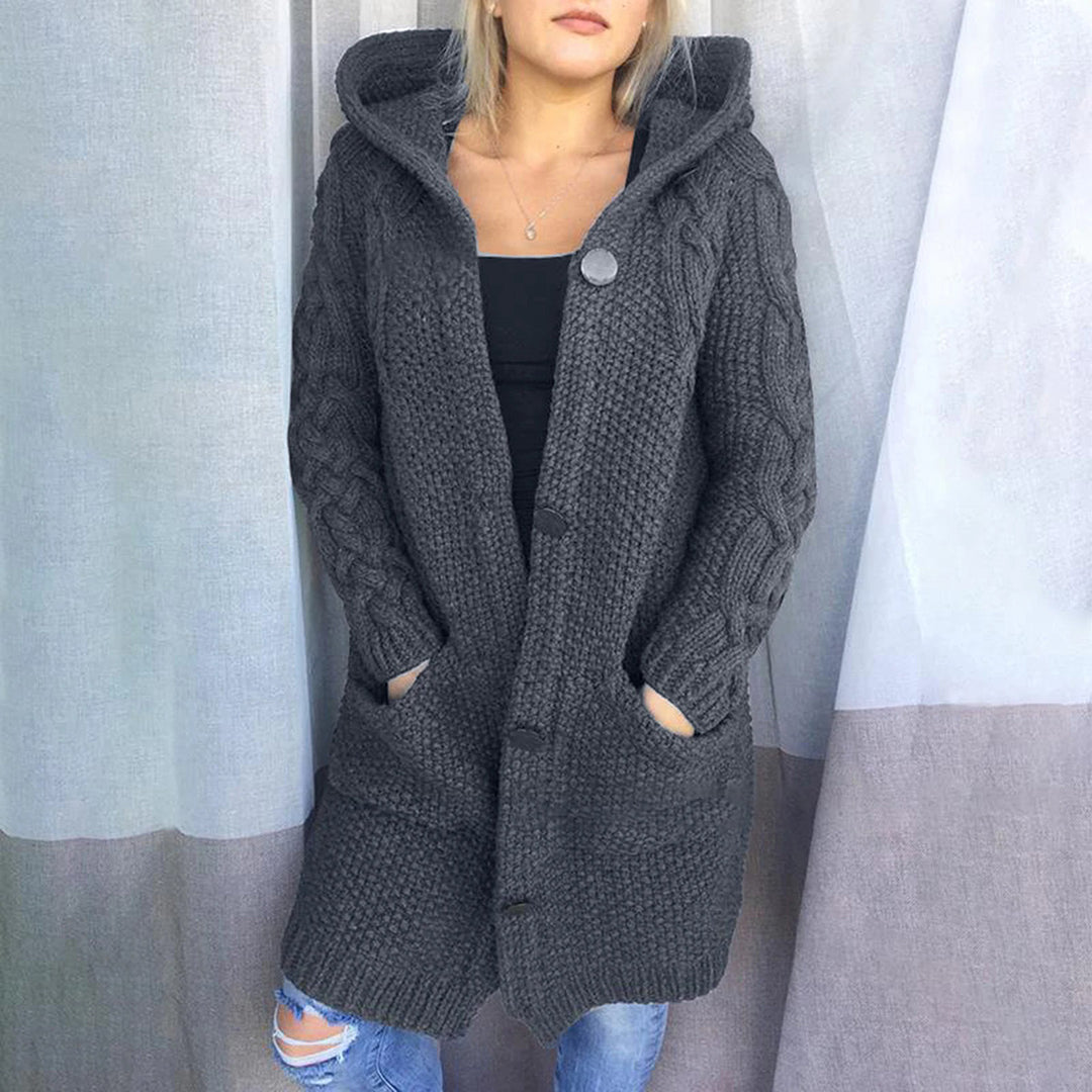 Krohn-e | Strick Cardigan mit Kapuze und Taschen Acryl Komfortabel und Warm