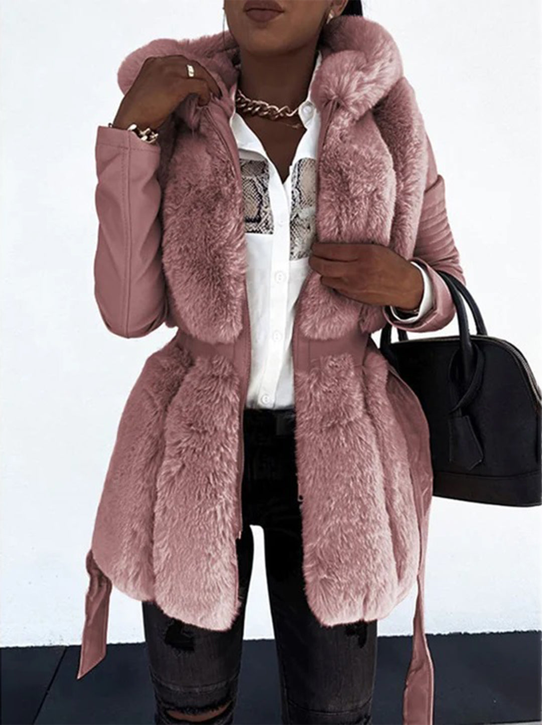 Krohn-e | Chic Winterjacke mit Pelzbesatz Gemütlich und Modern Premium Handwerk