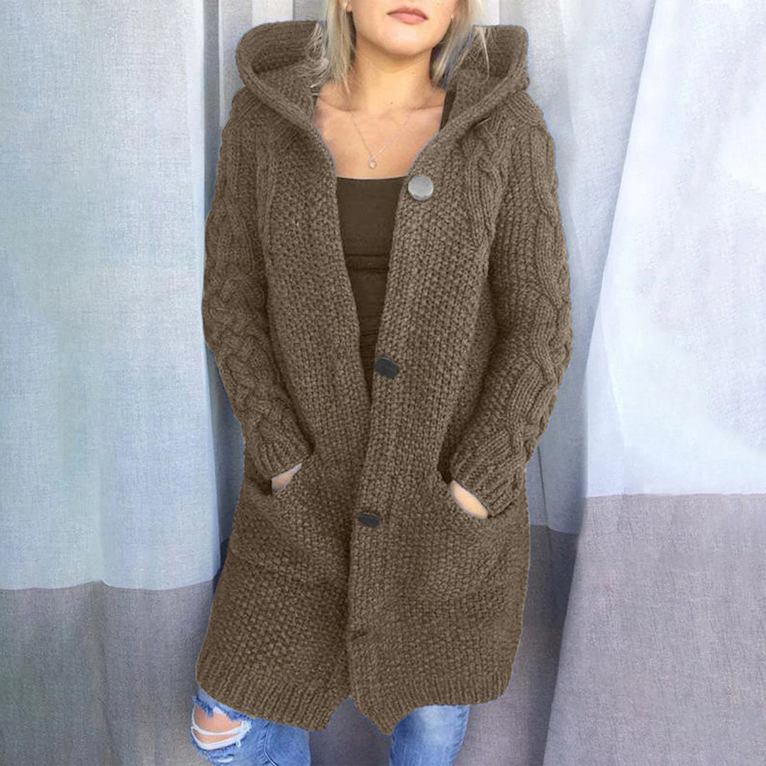 Krohn-e | Strick Cardigan mit Kapuze und Taschen Acryl Komfortabel und Warm