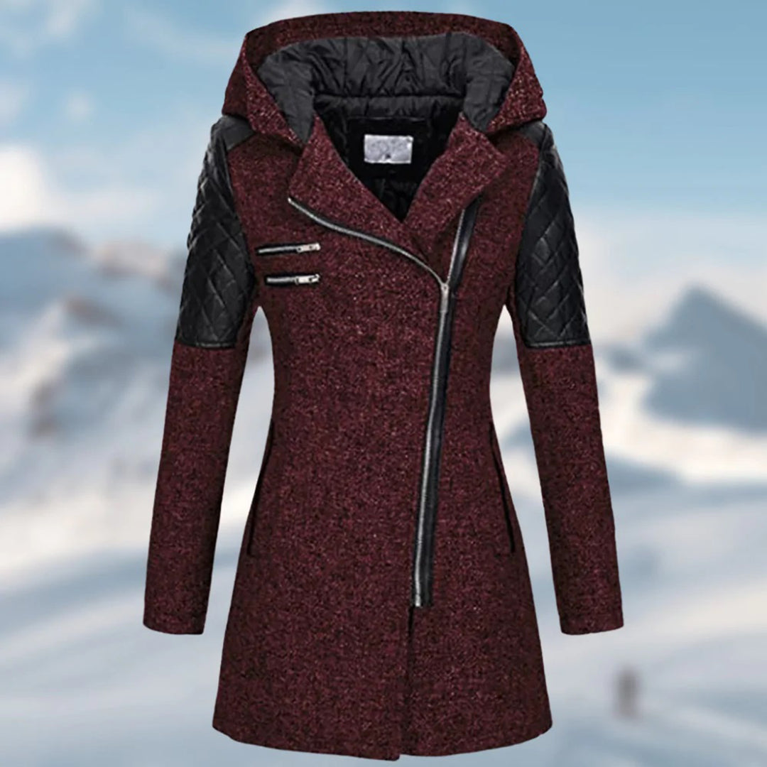 Krohn-e | Diagonale Reißverschluss Kapuzenjacke In Mittellanger Form