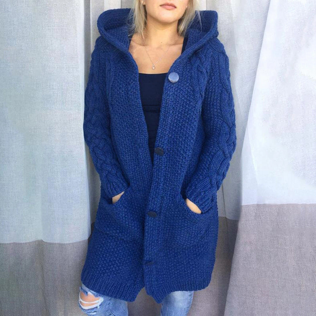 Krohn-e | Strick Cardigan mit Kapuze und Taschen Acryl Komfortabel und Warm