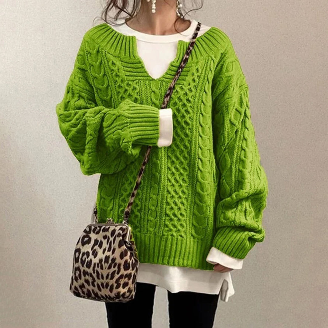 Krohn-e | Strickpullover mit Kabelstrick Baumwolle Überdimensioniert und Trendy