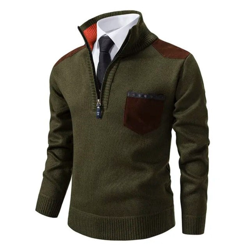 Herren-Rollkragenpullover mit Reißverschluss