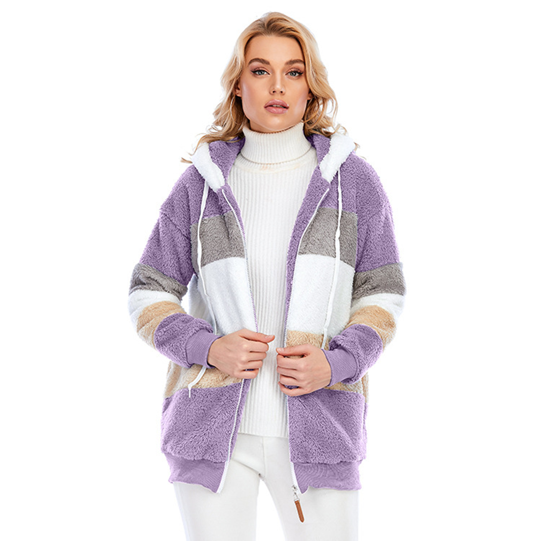 Krohn-e | Farbblock Fuzzy Jacke Für Damen