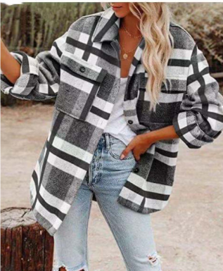 Krohn-e | Klassische Karierte Jacke in Großen Größen für Damen