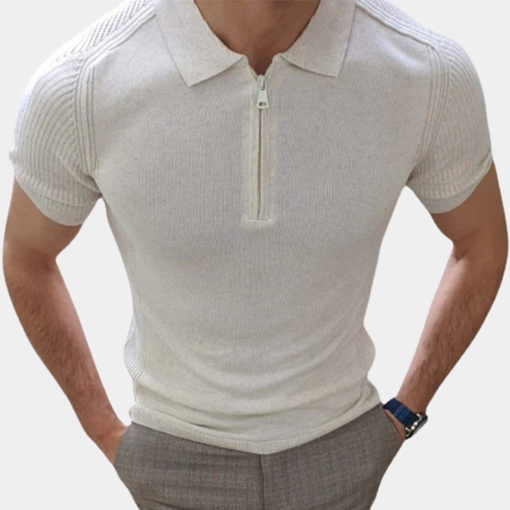 Baumwoll-Poloshirt für Herren mit Reißverschluss – lässig-elegant