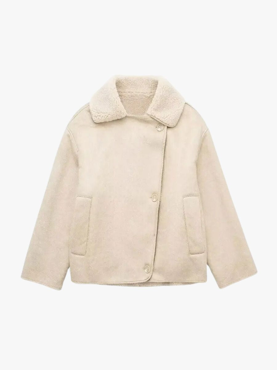 Krohn-e | Stilvolle Jacke mit Kunstleder und Fleece Details