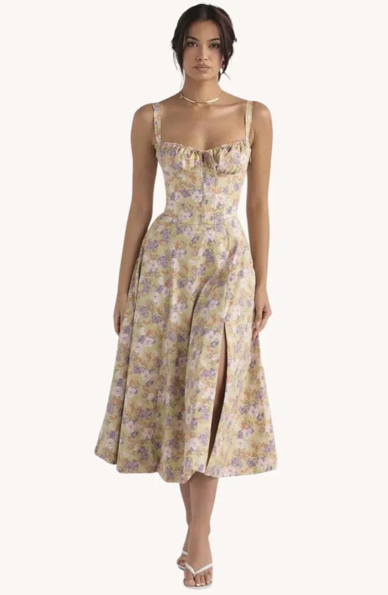 Rosy Midriff-Waist Shaping Dress