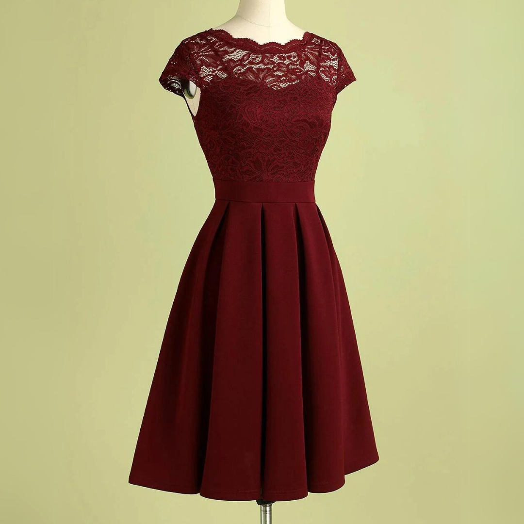 Rahel Vintage Bordeaux Lace Dress