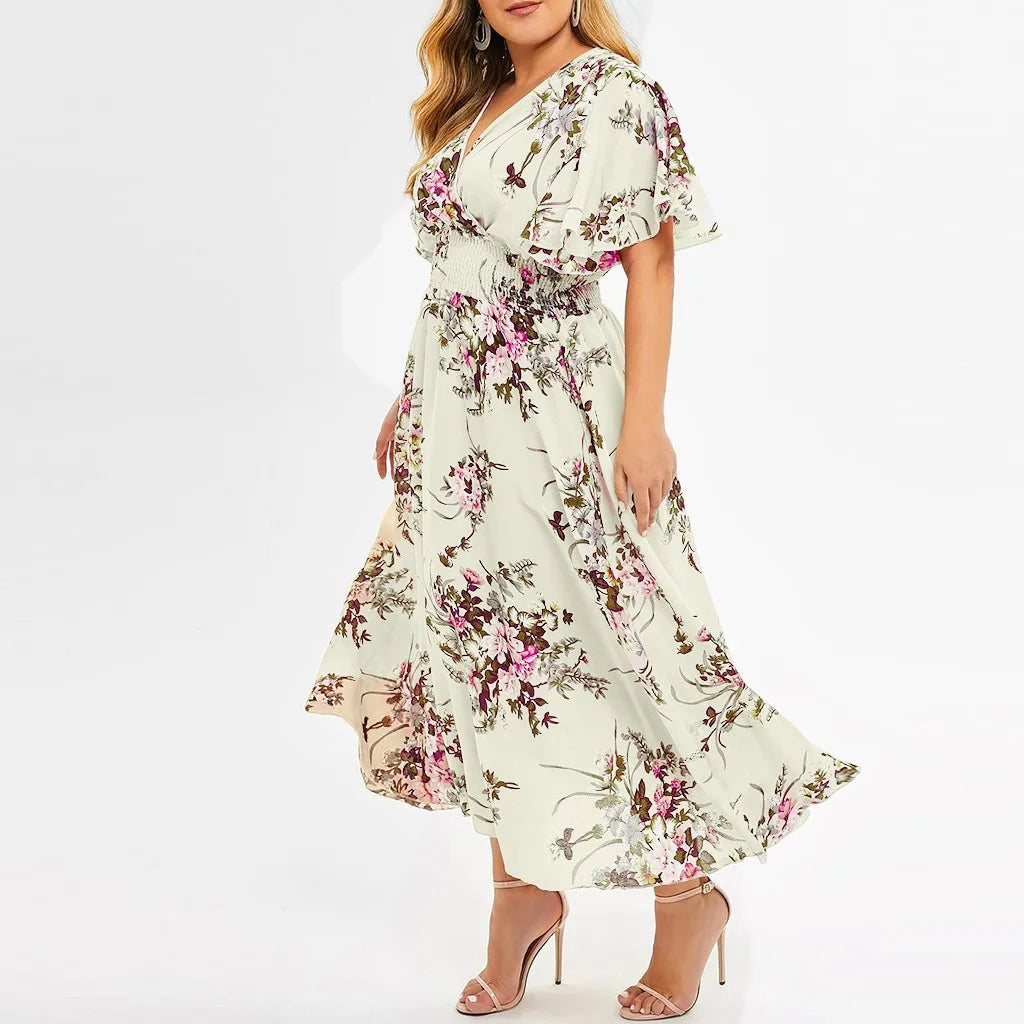 Plus-Size Rebecca Floral Chiffon Dress