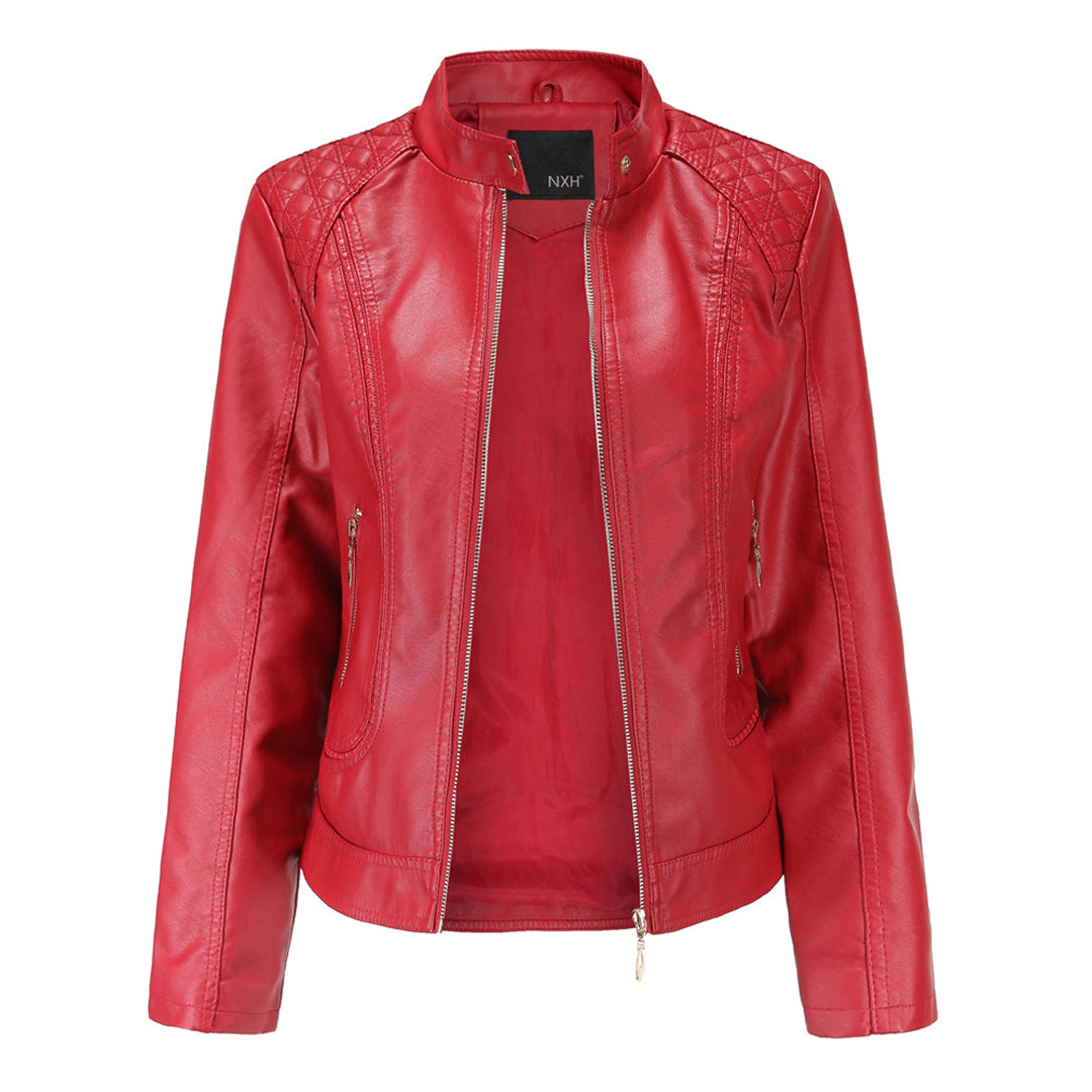 Krohn-e | Lederjacke mit Hohem Kragen Herbst Edition