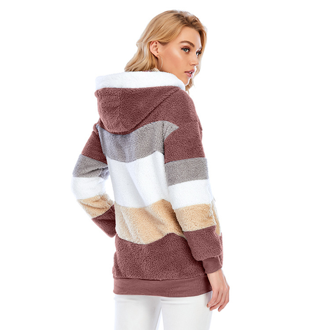 Krohn-e | Farbblock Fuzzy Jacke Für Damen