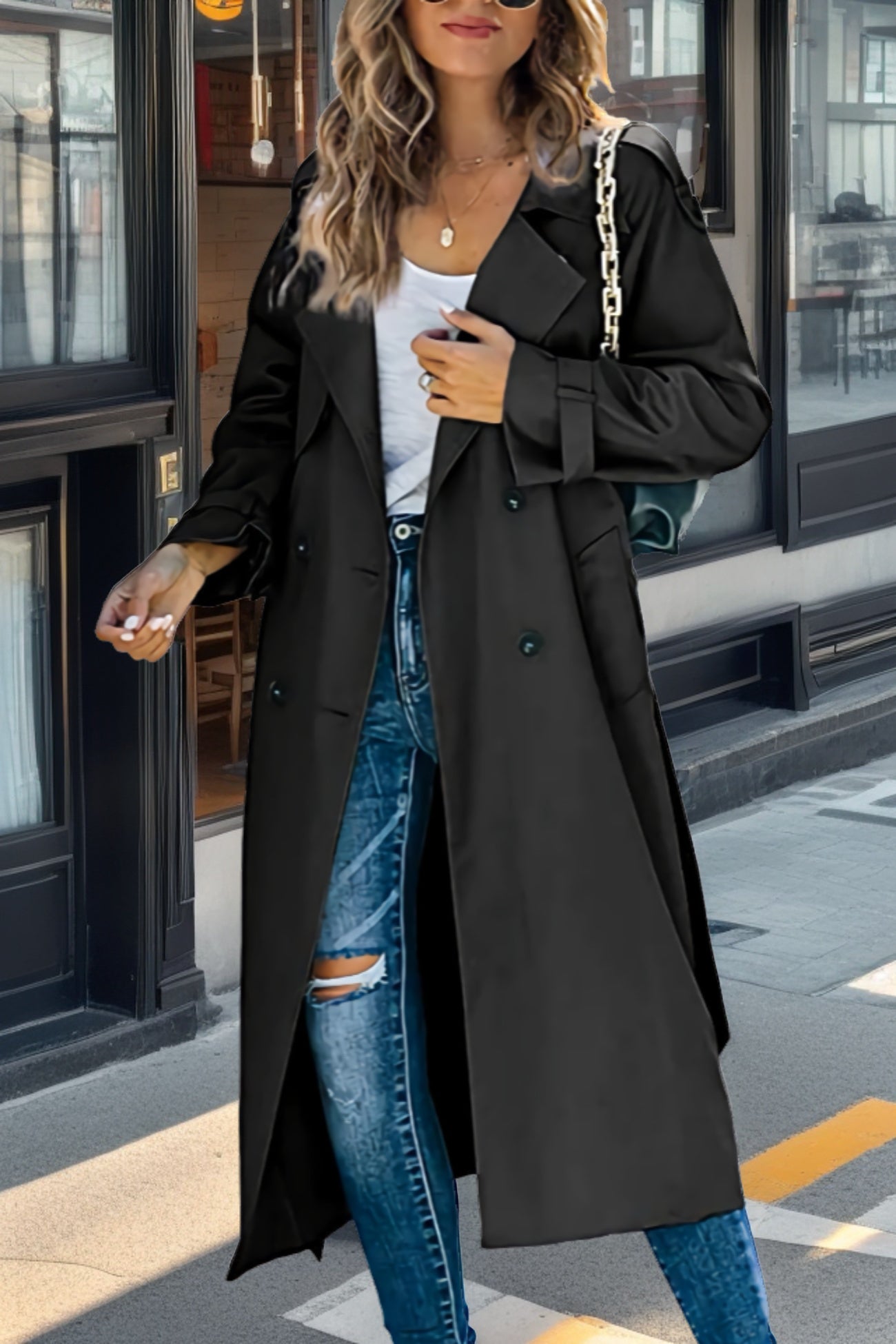 Krohn-e | Langer Trenchcoat für Damen - Zweireihig
