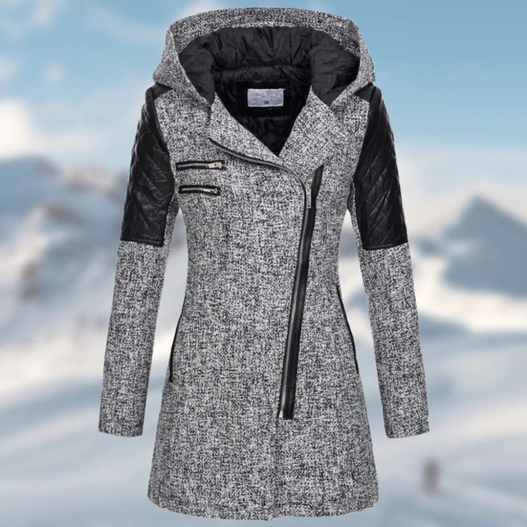 Damen Winterjacke Riley: Langer, stylischer Mantel mit Kapuze