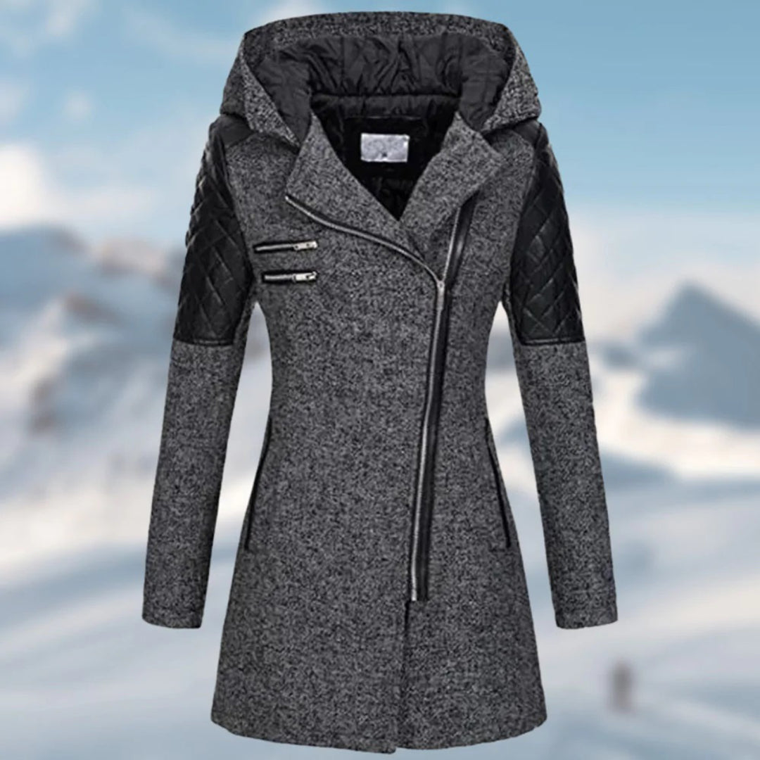 Damen Winterjacke Riley: Langer, stylischer Mantel mit Kapuze