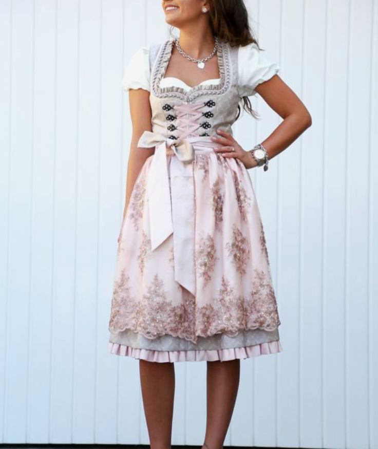 Einzigartige Damen Tracht Romilda in Grau-Rosé