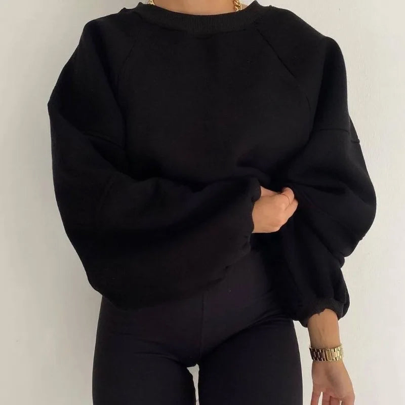 Krohn-e | Übergröße Sweatshirt Weicher Baumwollmix Rundhalsausschnitt Langarm Freizeitkleidung