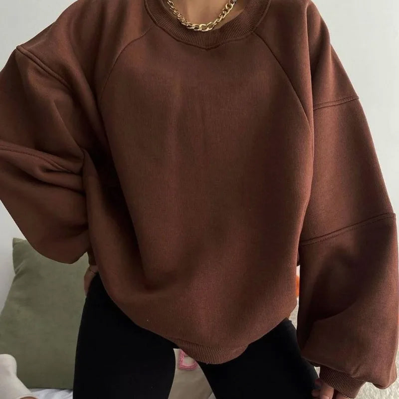 Krohn-e | Übergröße Sweatshirt Weicher Baumwollmix Rundhalsausschnitt Langarm Freizeitkleidung