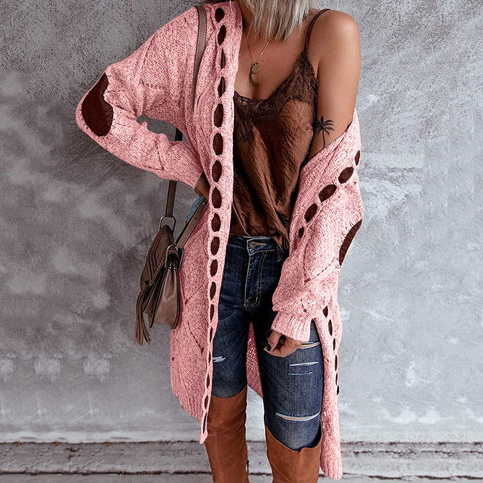 Krohn-e | Stilvoller Damen Cardigan mit Verspielten Details und Langer Passform