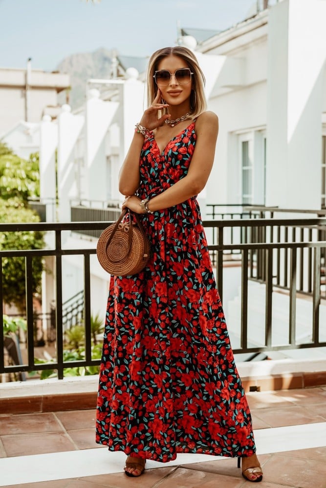 Maxikleid Rubina: Boho-Stil, Träger, Print
