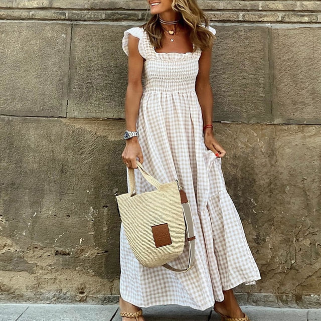 Johannas langes Karo-Kleid mit Taschen