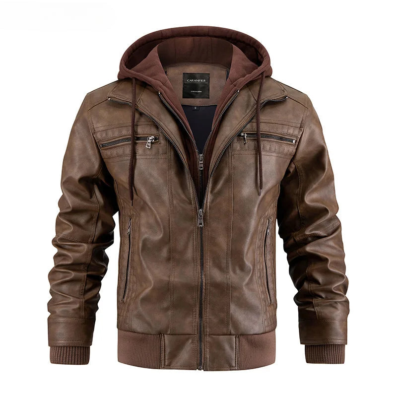 Oliver: Kapuzen-Lederjacke