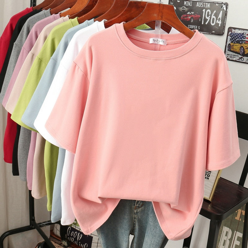 Krohn-e | Oversized Baumwoll-Basic-T-Shirt für Damen