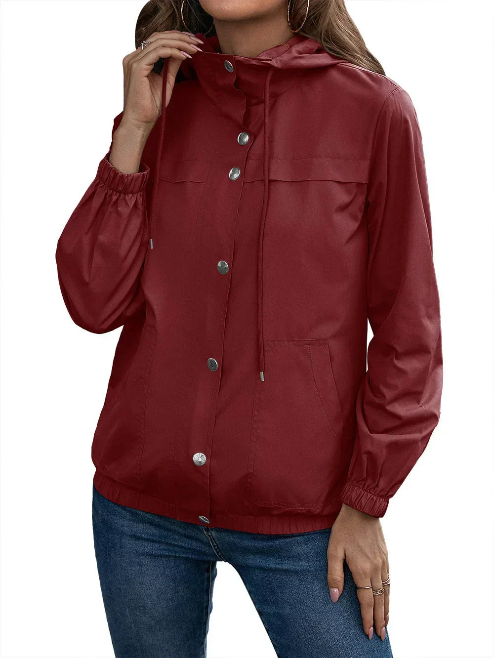 Krohn-e | Damen Kapuze Wasserdichter Trenchcoat Langarm
