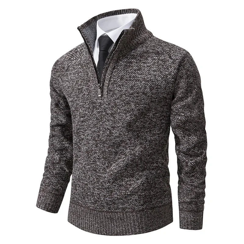 Laurent™ Pullover:  Halbzip-Modell mit Kunstfellfutter