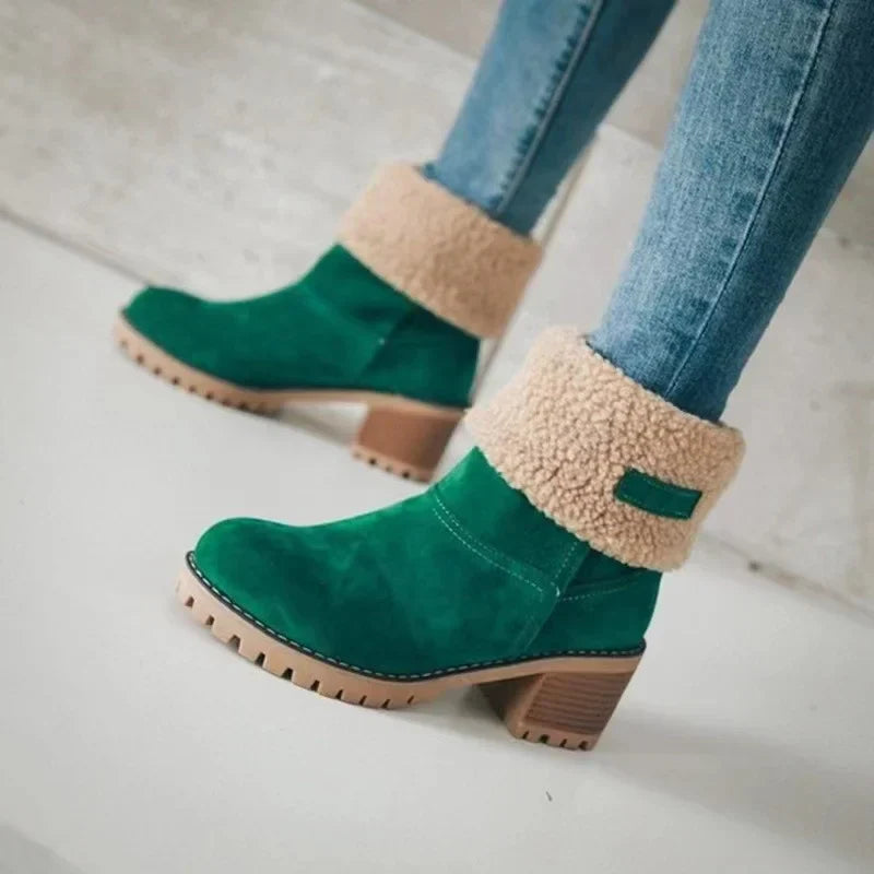 Krohn-e | Herbst/Winter Legere Quadratische Absatz Runde Zehen Blockabsatz Stiefel